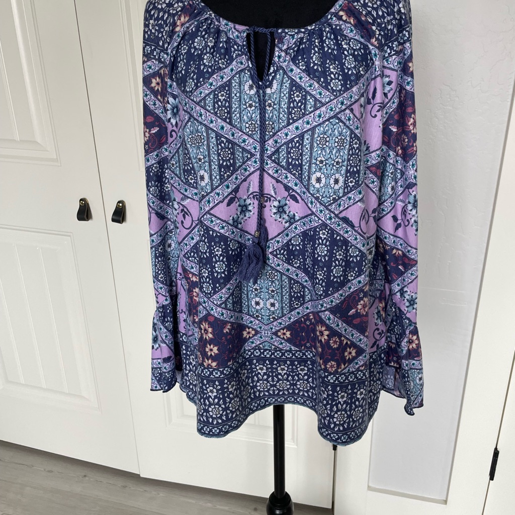 Women's Patterned Top - Blue And Purple